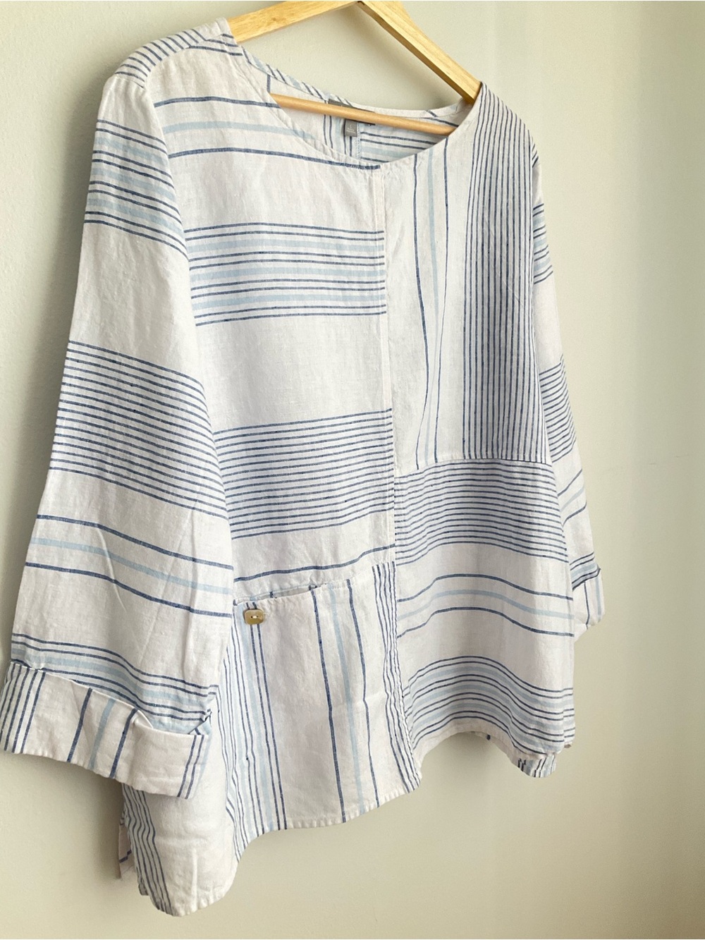 Habitat Striped Tunic Top White Blue Lagenlook Large - Picture 4 of 14